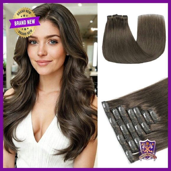 20 Inch Real Human Hair Clip-In Extensions 7pcs 120g Salon Quality